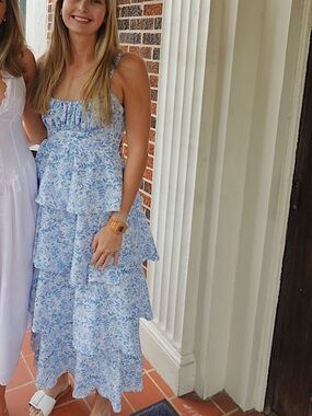 Blue & White Floral Tiered Sundress